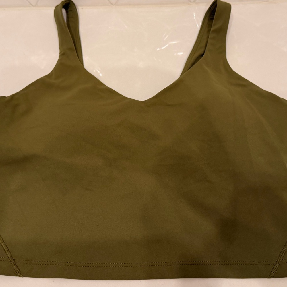 Lululemon Like a Cloud Longline Bra Olive Green Size 14 NWOT Pads